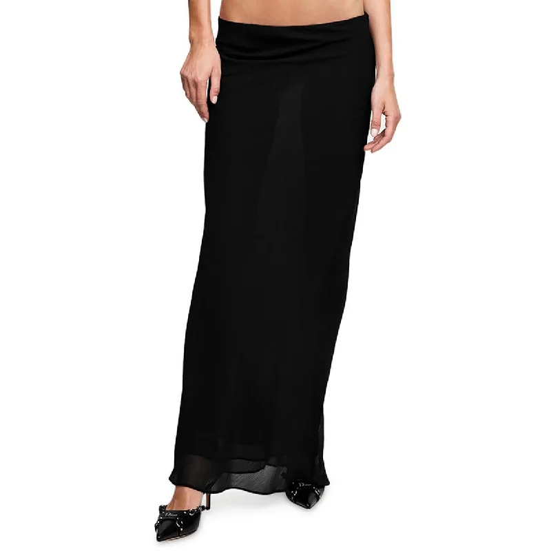 Lioness Womens Devon Sheer Low Rise Maxi Skirt silk skirt sleek