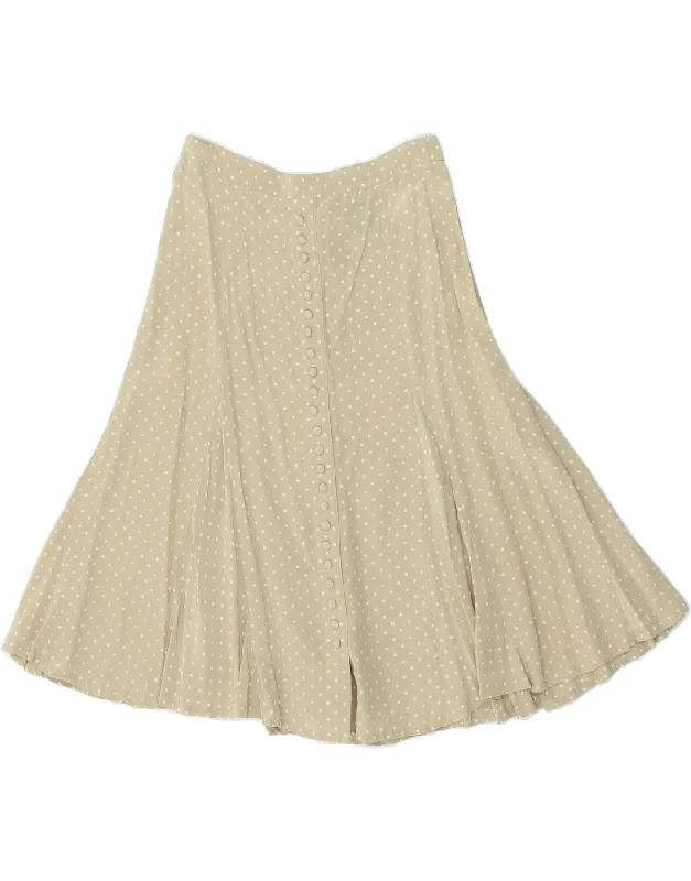 MADELEINE Womens A-Line Skirt UK 10 Small W26  Beige Polka Dot Silk