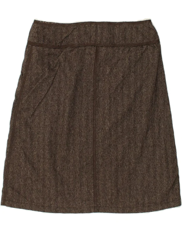 MARLBORO CLASSICS Womens A-Line Skirt W32 Large Brown Herringbone Wool