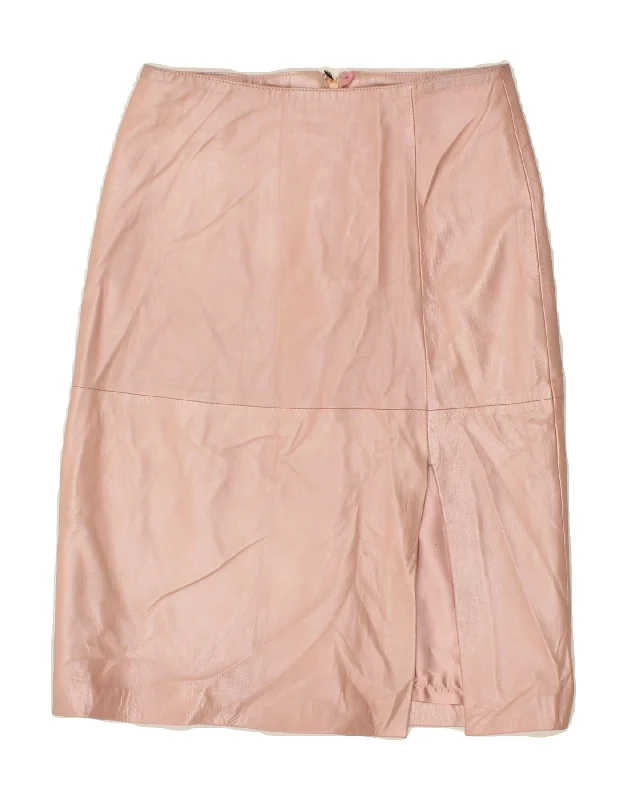 MAURITIUS Womens Leather Skirt EU 36 Small W27 Pink Leather