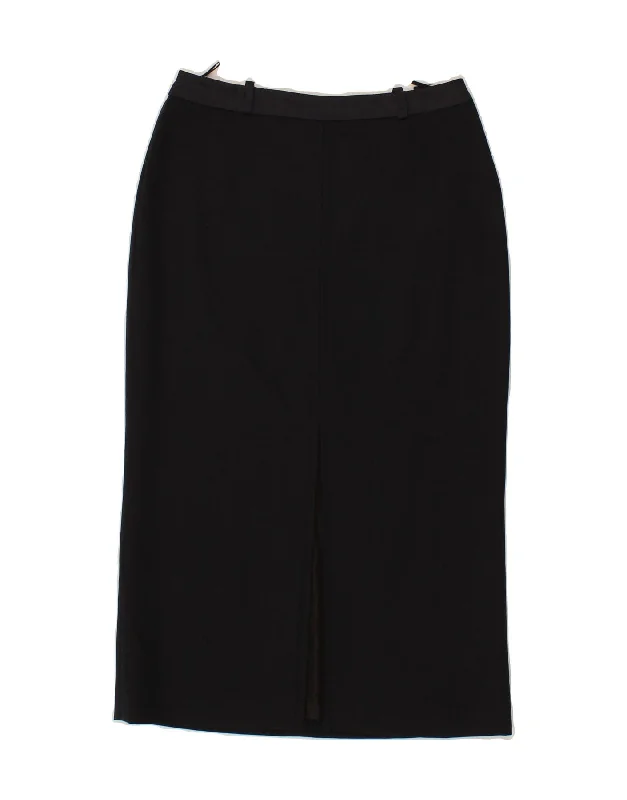 MAX & CO. Womens Midi Skirt UK 8 Small W26 Navy Blue Wool modal blend skirt