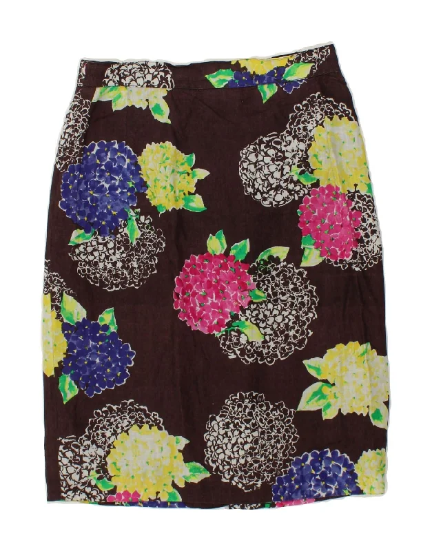 MAX MARA Womens Midi Skirt IT 44 Medium W30  Brown Floral Linen