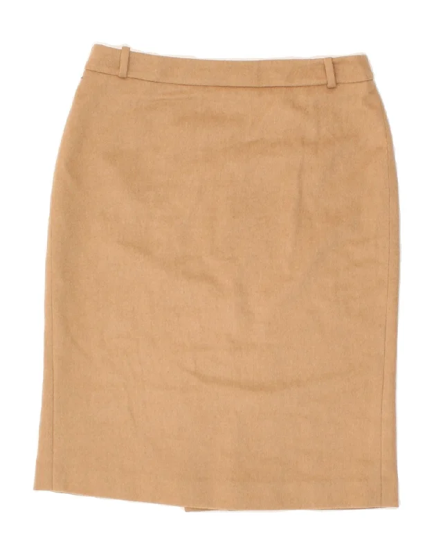 MAX MARA Womens Pencil Skirt UK 12 Medium W30 Beige Mohair leather skirt bold