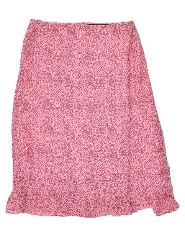 OUI SET Womens Straight Skirt UK 14 Medium W30  Pink Paisley Viscose