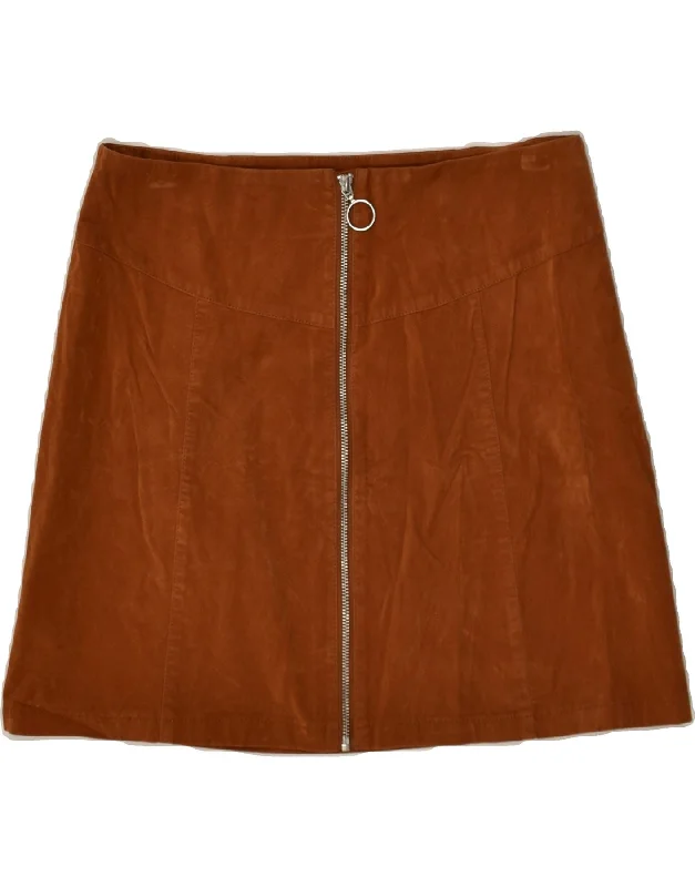 PIMKIE Womens Suede Skirt EU 42 Large W32  Brown Leather