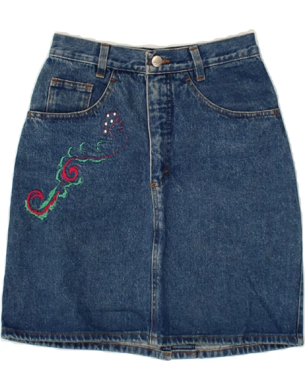 POP 84 Womens Denim Skirt IT 44 Medium W30 Blue Cotton corduroy skirt durable