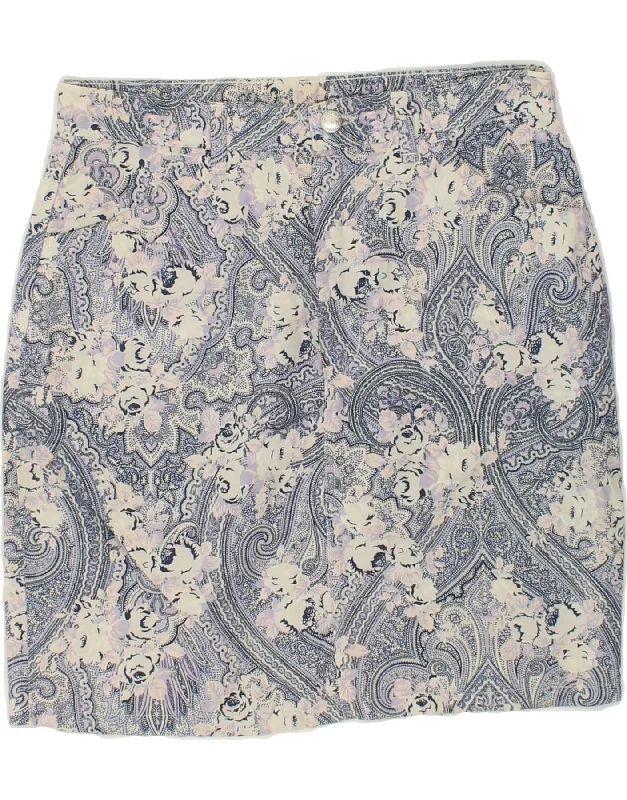 RIFLE Womens Mini Straight Skirt W30 Medium Grey Floral Cotton lace skirt intricate