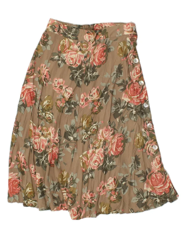 SAG HARBOR Womens A-Line Skirt Large W32 Brown Floral Rayon