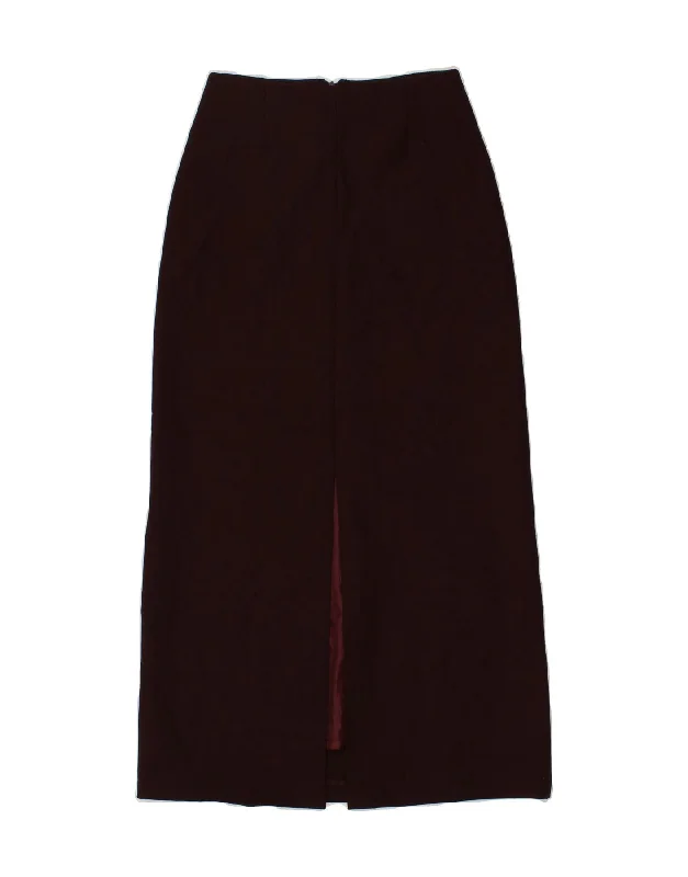 SASCH Womens Maxi Skirt IT 40 Small W26  Burgundy Polyester silk skirt lustrous