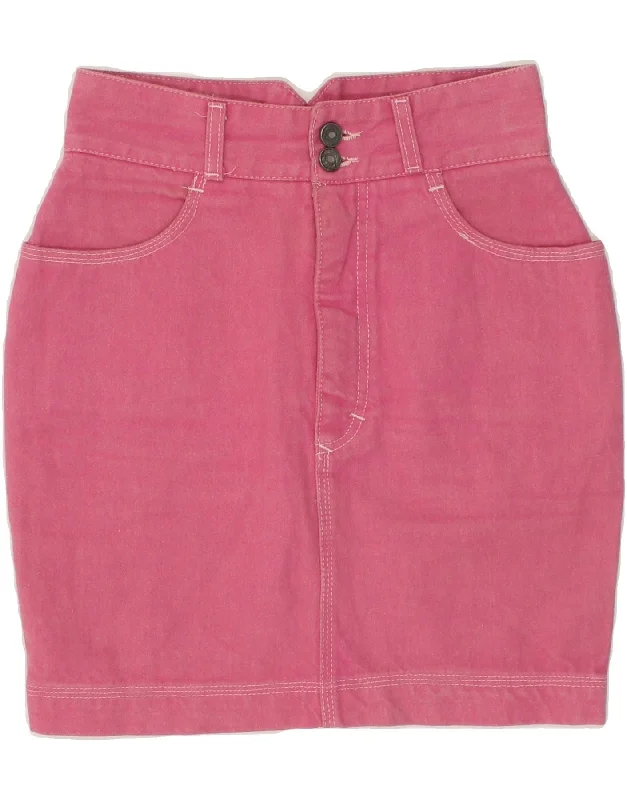 STEFANEL Womens Mini Denim Skirt IT 42 Medium W26 Pink Cotton high waist skirt