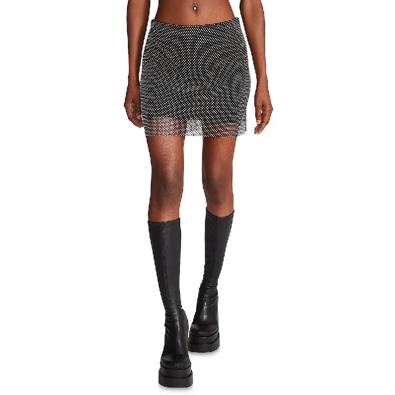 Steve Madden Womens Charlize Embellished Short Mini Skirt