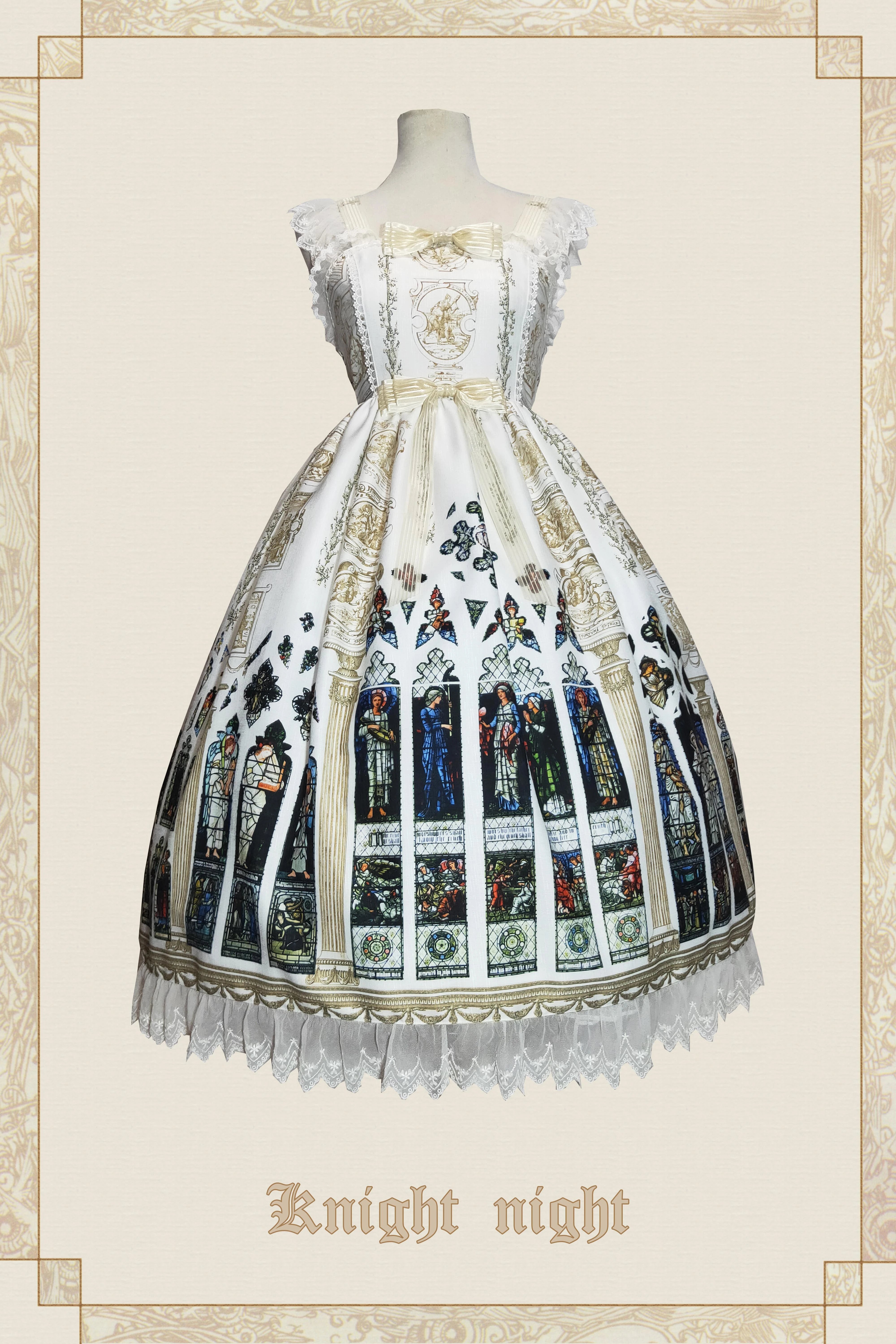 (BFM)Knight night~The Saint Priest~Stained Glass·Sain Lolita Jumper Skirt chiffon skirt airy
