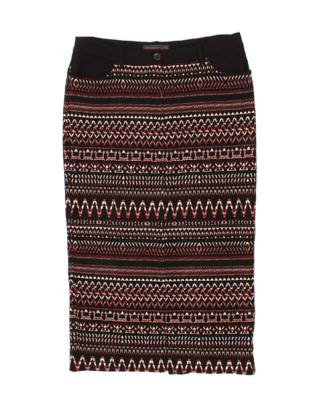 TRUSSARDI JEANS Womens Midi Skirt IT 44 Medium W32 Black Striped Acrylic lace skirt delicate