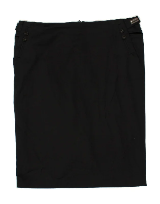 TRUSSARDI Womens Straight Skirt W36 XL Black Cotton