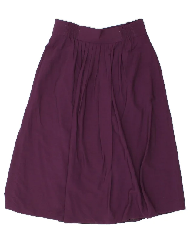 VINTAGE Womens A-Line Skirt EU 38 Medium W30 Purple Viscose button skirt front