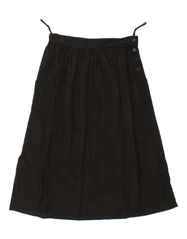 VINTAGE Womens A-Line Skirt IT 40 Small W26 Black Cotton denim skirt classic