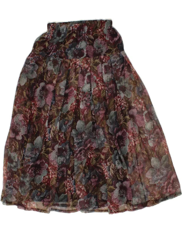 VINTAGE Womens A-Line Skirt Small W24 Multicoloured Floral Viscose lightweight skirt design VINTAGE Womens A-Line Skirt Small W24 Multicoloured Floral Viscose lightweight skirt design