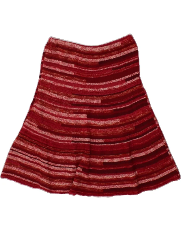 VINTAGE Womens A-Line Skirt UK 12 Medium W28 Red Striped velvet skirt sumptuous
