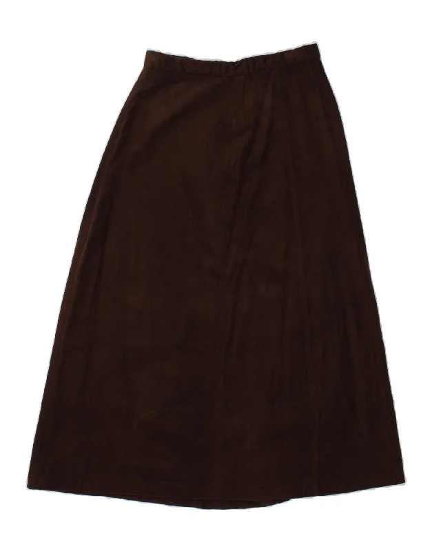 VINTAGE Womens A-Line Skirt UK 14 Large W32 Brown Viscose linen skirt airy