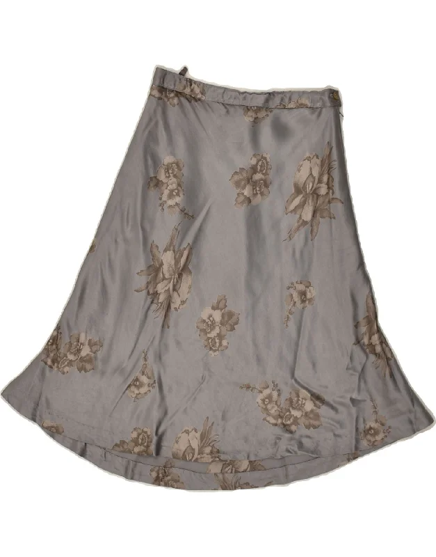 VINTAGE Womens A-Line Skirt W22 2XS Grey Floral