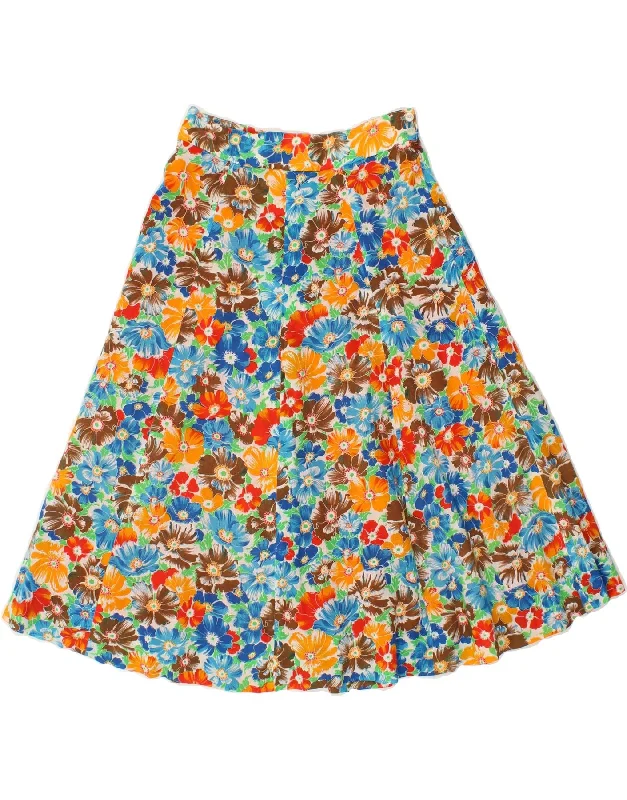 VINTAGE Womens A-Line Skirt W24 XS Multicoloured Floral