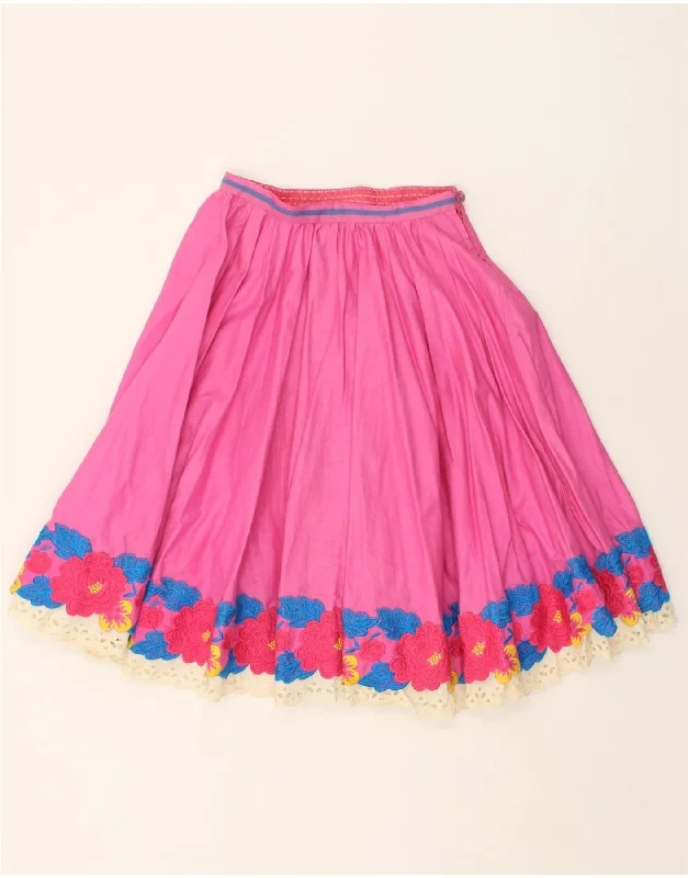 VINTAGE Womens A-Line Skirt W24 XS Pink Floral linen skirt natural