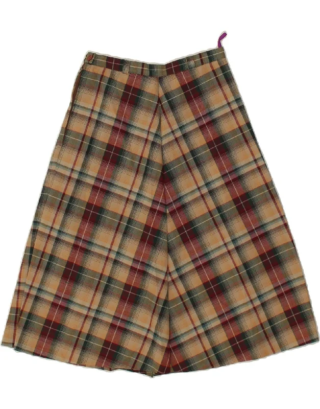 VINTAGE Womens A-Line Skirt W25 XS Beige Plaid