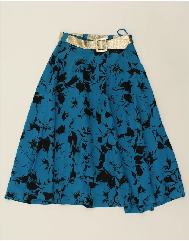 VINTAGE Womens A-Line Skirt W25 XS Blue Floral