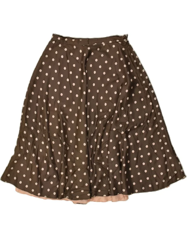 VINTAGE Womens A-Line Skirt W26 Small Brown Polka Dot