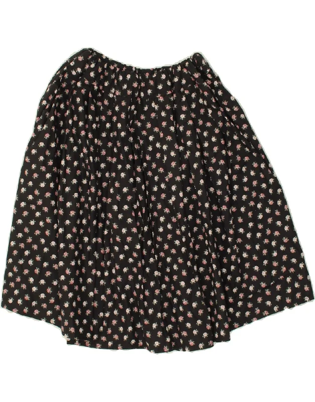 VINTAGE Womens A-Line Skirt W27 Small Black Floral