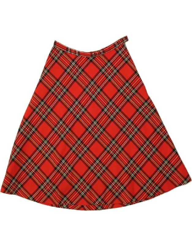 VINTAGE Womens A-Line Skirt W27 Small Red Plaid