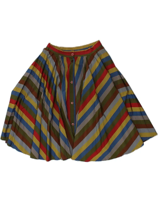 VINTAGE Womens A-Line Skirt W28 Medium  Multicoloured Striped summer skirt style