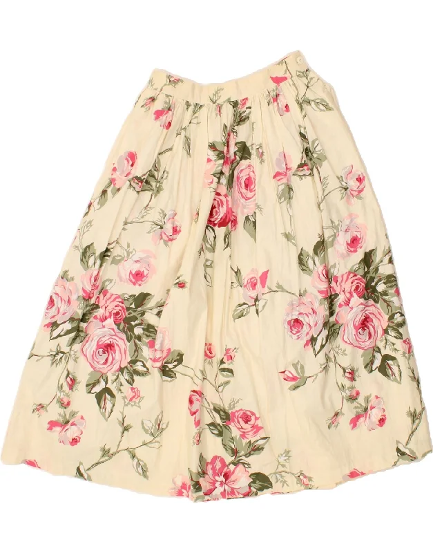 VINTAGE Womens A-Line Skirt W30 Medium Beige Floral