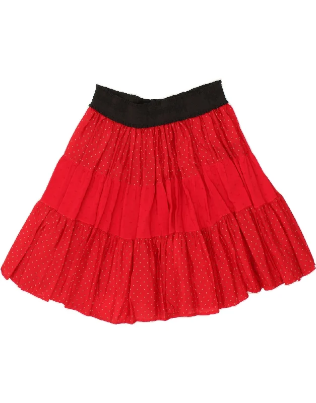 VINTAGE Womens A-Line Skirt W30 Medium Red Spotted leather skirt sleek