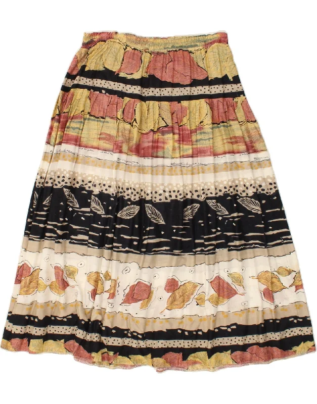 VINTAGE Womens A-Line Skirt W32 Large Multicoloured Floral linen skirt relaxed