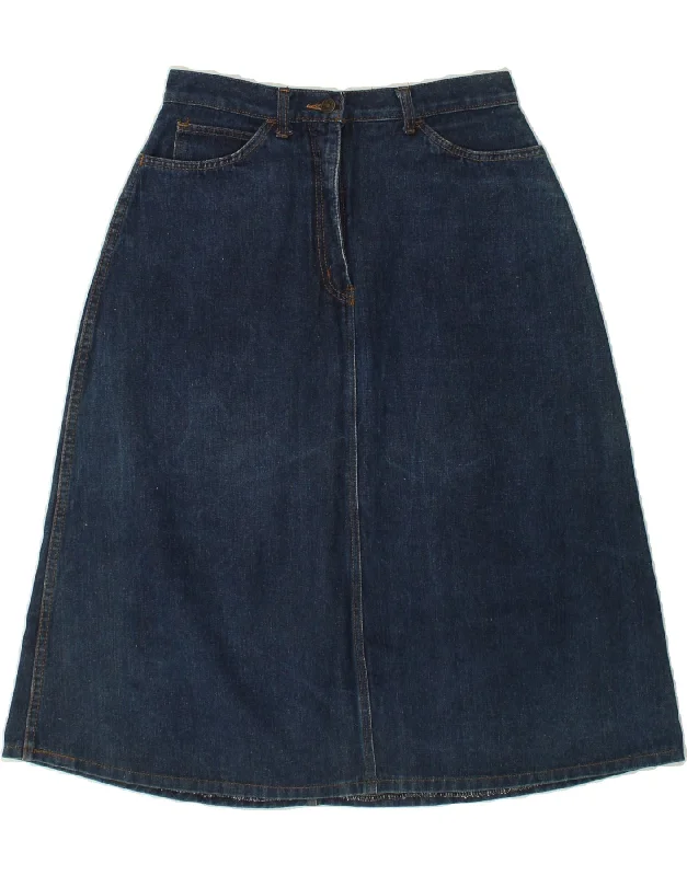 VINTAGE Womens Denim A-Line Skirt IT 44 Medium W28 Blue Cotton