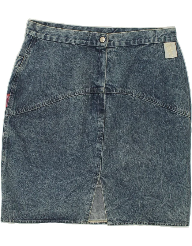 VINTAGE Womens Denim Skirt UK 16 Large W30 Blue Animal Print Cotton corduroy skirt comfortable VINTAGE Womens Denim Skirt UK 16 Large W30 Blue Animal Print Cotton corduroy skirt comfortable