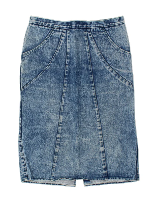 VINTAGE Womens Denim Skirt W32 Large  Blue wool skirt breathable