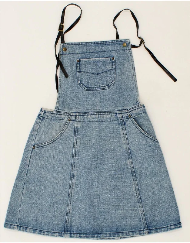 VINTAGE Womens Dungarees Denim Skirt UK 12 Medium W26 Blue Cotton