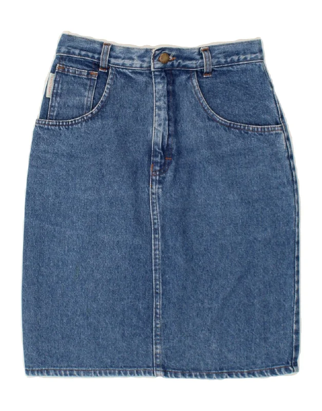 VINTAGE Womens High Waist Denim Skirt IT 44 Medium W26 Blue denim skirt classic