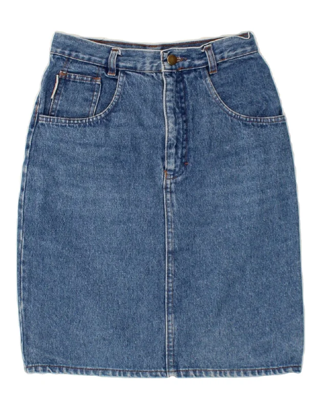 VINTAGE Womens High Waist Denim Skirt IT 44 Medium W28 Blue Cotton lace skirt delicate VINTAGE Womens High Waist Denim Skirt IT 44 Medium W28 Blue Cotton lace skirt delicate