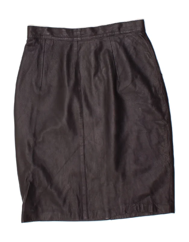 VINTAGE Womens High Waist Leather Skirt IT 48 XL W30 Black Leather breathable skirt fabric VINTAGE Womens High Waist Leather Skirt IT 48 XL W30 Black Leather breathable skirt fabric