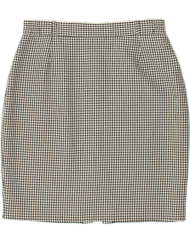 VINTAGE Womens High Waist Pencil Skirt UK 18 XL W30 Grey Gingham Polyester silk skirt lustrous VINTAGE Womens High Waist Pencil Skirt UK 18 XL W30 Grey Gingham Polyester silk skirt lustrous