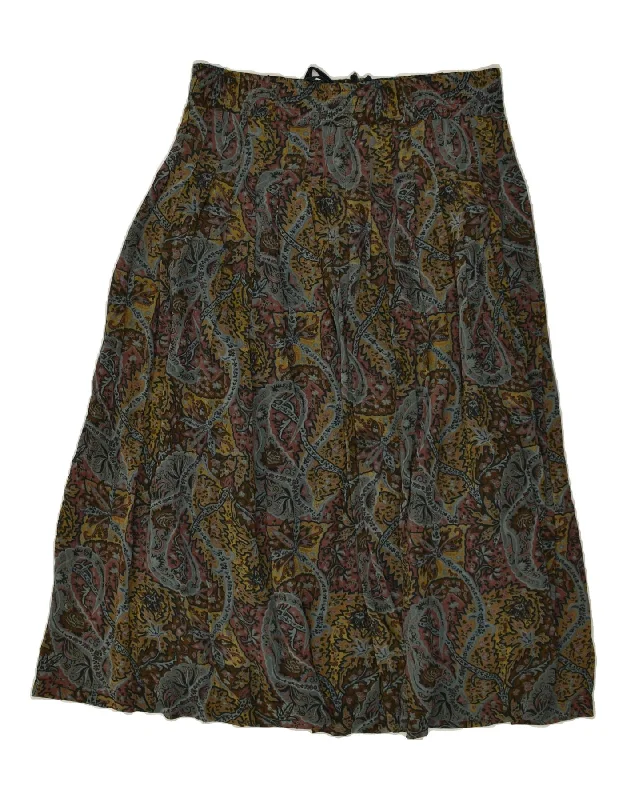 VINTAGE Womens High Waist Pleated Skirt W32 Large Multicoloured Paisley