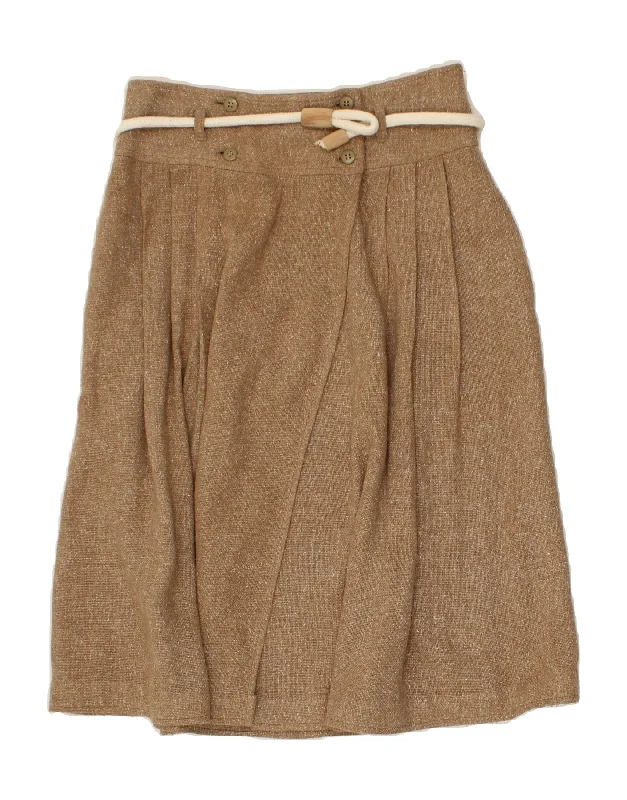 VINTAGE Womens High Waist Wrap Skirt IT 46 Large W26 Brown denim skirt durable
