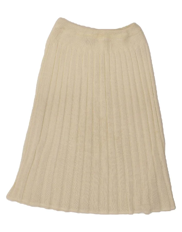 VINTAGE Womens Knit A-Line Skirt Small W27  Off White Polyacrylic velvet skirt rich