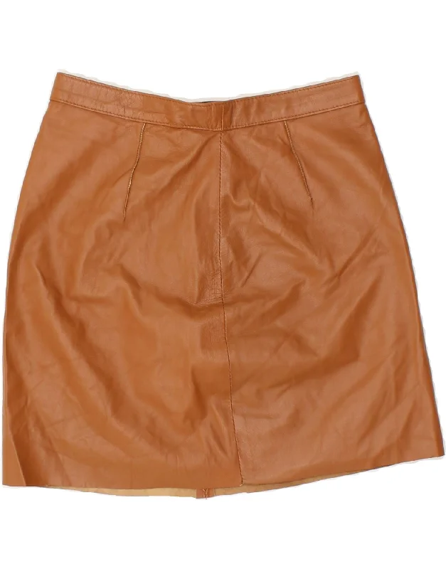 VINTAGE Womens Leather Skirt W28 Medium Brown