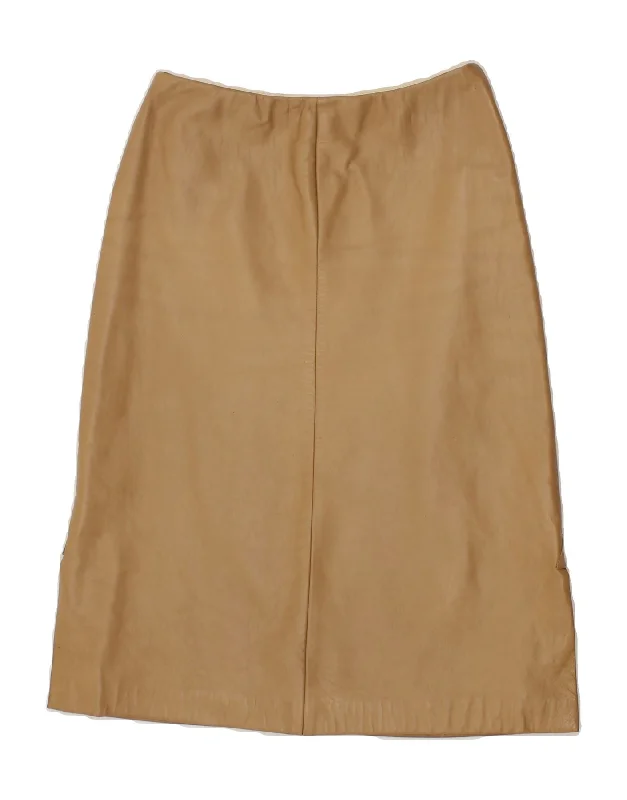 VINTAGE Womens Leather Skirt W28 Medium  Brown casual skirt length