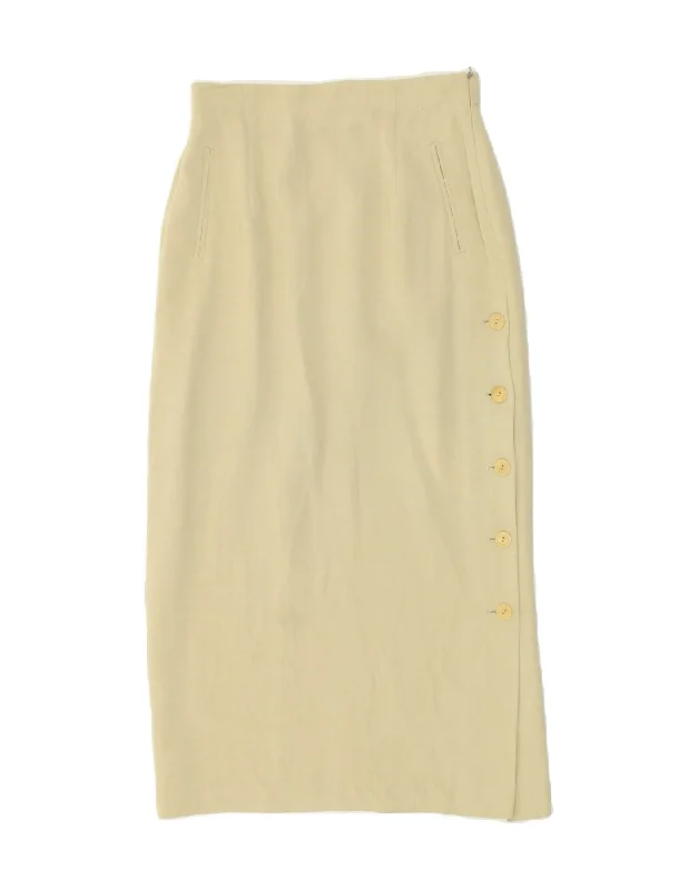 VINTAGE Womens Maxi Skirt EU 38 Medium W28  Beige Cotton