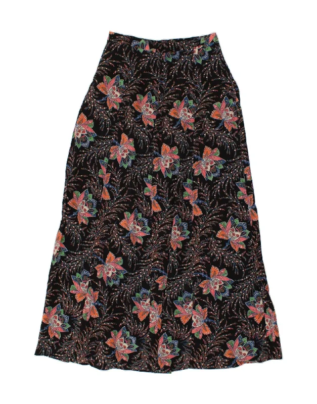 VINTAGE Womens Maxi Skirt EU 40 Medium W28 Black Floral